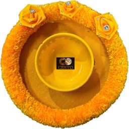 Haldi Mehendi Decoration Thali Set | Plate | Ceremony | Platter | Wedding | 11 Microfibre Decorative Platter-image-78