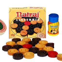 24 PIECE CARROM COINS +STRIKER+100 GM POWDER FREE Carrom Pawns-picture-22
