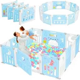 16 Panel Playard Playpen for Kids Baby Gate Fence with Safety Lock Balls and Mat-image-94