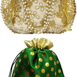 Girls Gold, Green Potli-image-7