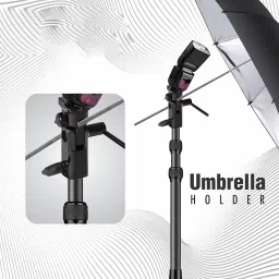 Hiffin S1 Umbrella Bracket Heavy Duty Flash Light Stand Umbrella Holder B Bracket Speedlite Holder (CNC Aluminium) in Black Color Folding Flash Bracket image 2