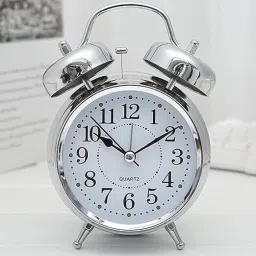 bbd kitchen shop Analog Table Alarm Clock Twin Bell Metal Frame With light Function for Home and Office Clock image 5