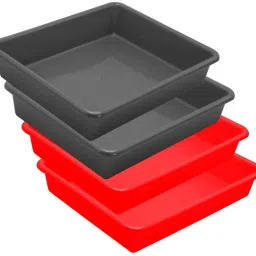 Plastic Prime Exel Small Tray For Home/Office, 4 pc Tray 2 Ltr, Red Grey Tray-image-31
