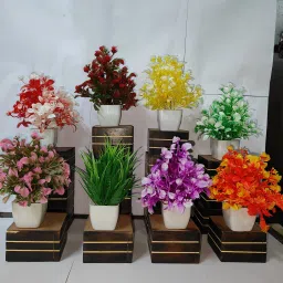 Multicolor Wild Flower Artificial Flowerwith Pot-25