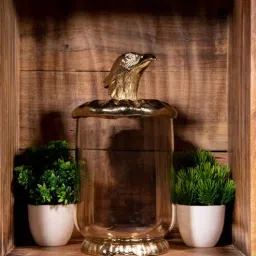 Gibox Golden Eagle Glass Transparent Storage Jar With Lid Cookie Chocolates Dry Fruits Fancy Luxurious Food Items-picture-8
