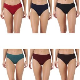 Pack of 6 Dollar Lehar Super Combed Cotton Women's Plain Solid Panty Women Hipster Multicolor Panty-image-70