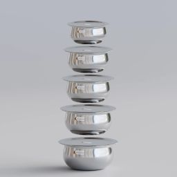 Pack of 5 Stainless Steel Premium Cookware Handi Set With Lids Dinner Set-19