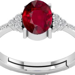 Natural Ruby 7.25 ratti Stone silver Adjustable Ring For Women's and Men's Sterling Silver Ruby Sterling Silver Plated Ring-image-4
