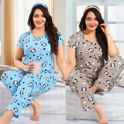 Women Night Suit Set Multicolor Printed-image-66