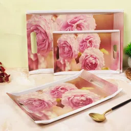Super Fine Melamine Floral Print Break Resistant Serving Tray-17