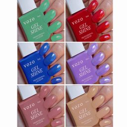 Glossy Shine Nail Polish Unique Colors HD Shine Pastel Shades Set of 6 Green Crayola, Tomato Red, Cobalt Blue, Purple, Parrot Pink, Tan-image-2