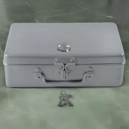 Aluminium Cash / Jewellery Storage Box Organizer - Small Size - 10" - Silver Cash Box-image-53