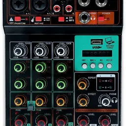 Professional Audio Mixer Sound Board Console System Interface 4 Channel Digital USB Bluetooth MP3 Computer Input 48V Phantom Power Stereo DJ Studio Streaming/four 4-way mini mixer with reverb Analog Sound Mixer-image-69