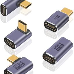 atdaraz 5Pack USB C Adapter 40Gbps,USB C 90 Degree Adapter PD, Right Angle 100W, Type C Male to Female Adapter and USB C Extender for Laptop, Tablet and Phones Laptop Accessory-image-22