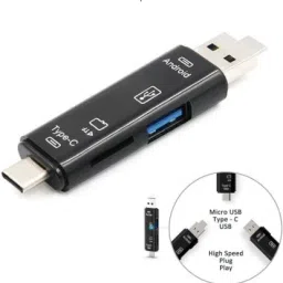 TECHGEAR USB Type C, 5 in 1 Type C/USB/Micro USB SD TF Memory Card Reader OTG Adapter Card Reader-60