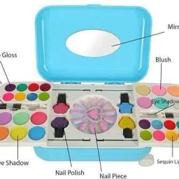Girl's All-in-One Cosmetic and Real Makeup Palette with Mirror, Comes in Trolley for Kids ( Make up Kid and Nail Art KIT Set )-image-79