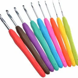 Set of 9pcs Multicolor Polycarbonate Crochet Hook Knitting Needle Set For Sewing Craft Yarn Sweater Woolen Cloth (Size from 2.0mm to 6.0mm) Knitting Pin-12