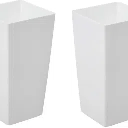 Premium Quality Square Tower Colour White And Size 10 inches Flower Pots Plant Container Set-image-55