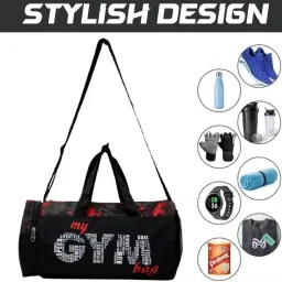 15 L Gym Duffel Bag - Combo for Shaker Protin Bottle Sports Bag for Men Women Gym Kit Bag - Black-image-20
