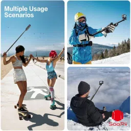 Soopii Ultra-Long Extendable, Lightweight & Durable Selfie Stick for Insta360 & GoPro Monopod, Tripod image 4