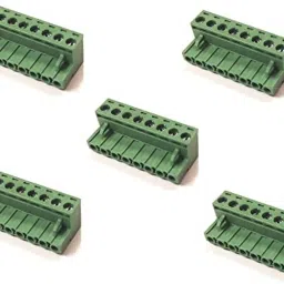 (Pack of 5) 5085 Plug In Type Screw Terminal Connector - 8 Pin - 5.08mm 300V/15A, 28-12 AWG Pitch Right Angle Screw Terminal Block Female Connector XY2500 Connector-19
