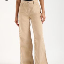 tommy hilfiger Women Loose Fit Beige Cotton Blend Trousers-picture-11
