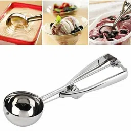 clomana Best Stainless Steel Ice Cream Scoop /ice cream scooper ,kitchen tools,Easy Handheld Ice Cream Serving Scoop (Pack of 1) Stainless Steel Cutlery Set image 4