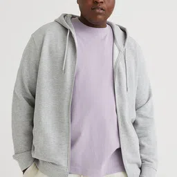 H&M Men Grey Regular Fit Zip-through hoodie-picture-36