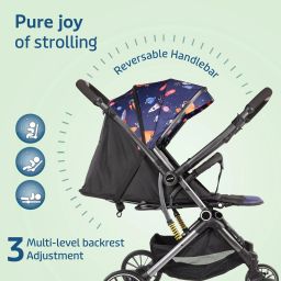 luvlap Alpha Baby Stroller / Pram with 5 point Safety Harness, Reversible Handle bar, Stroller image 2