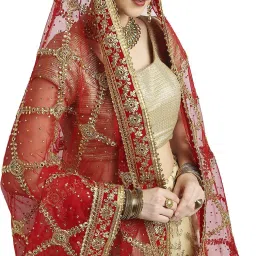 Net Embroidered Red Women Dupatta-picture-2
