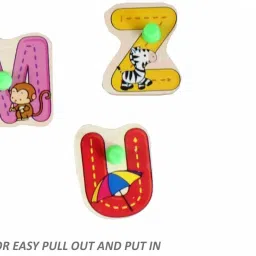 popplop Wooden Peg ABC Alphabet Shape Board With Picture Alphabet Matching Puzzle Toys image 2