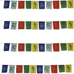 Tibetan Buddhist OM MANI PADME HUM Prayer Flag Combo of 4 flags Decorative Showpiece-10 cm-10