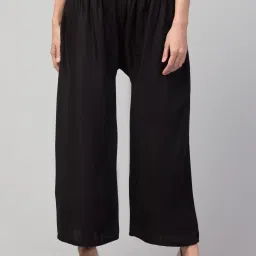 Women Relaxed Black Viscose Rayon Trousers-image-61