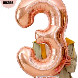 Solid 32'' inches Rose gold "3" Number helium foil balloons for Birthday Balloon-image-0