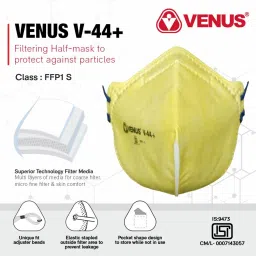 V-44+ FFP1S Unisex Anti Pollution Head Loop Fold Flat Face Mask ISI Approved Protection Sub-Micron Particles Fine Dust Multiple Layers Filters Skin Comfort-image-58