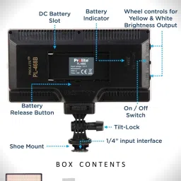 Prolite Bi-Color LED PL-468 Camera Video Light with Diffuser, Battery, Charging Wire | 6200 lx Camera LED Light image 5