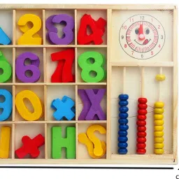 baccha party Computation Study Box Wooden Toy with Alphabets , Letters , Abacus and Clock |for Children Age 3+ image 5