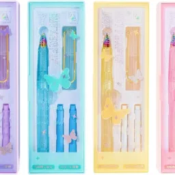 Butterfly Glitter Fountain Pen Set – Rainbow Nib with 6 Ink (Random Pack of 1) Fountain Pen-image-12