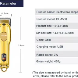 DALING DL-1538 LED Display Rechargeable Hair Clipper Trimmer 120 min Runtime 4 Length Settings image 5