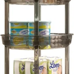 Transparent 3 Layer Trolly Cart with Wheels Plastic Kitchen Trolley-image-69