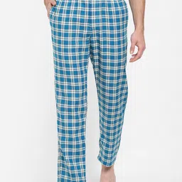 urban scottish Comfortable Pajama 100% Cotton with Side Pocket checkered BLUE, Men Pyjama-picture-15