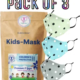 SUPER SAFETY 3 Layer cartoon print kids mask combo pack Reusable Washable Breathable Skin Friendly Soft Cotton Fabric Face Mask with Adjustable Ear loops for Boys Girls Children Babies (Anti Pollution Mask , Anti Viral Mask , Anti Bacterial Mask ) (School Mask , Outdoor Mask , Kids Party Mask) (Child Mask , Kids Mask 3 years, Kids Mask 4 years , kids Mask 5 years , kids mask 6 years , kids mask 7 years , kids mask 8 years , kids mask 9 years , kids mask 10 years up to 14 yrs ) DOT Print--PCS-Pista-Gray-S Blue Reusable, Washable Cloth Mask-picture-0