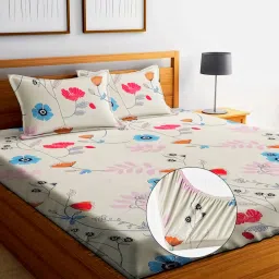 220 TC Polycotton Double Printed Fitted (Elastic) Bedsheet-image-31