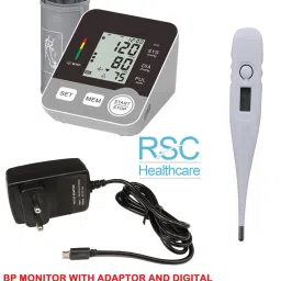 rsc healthcare Digital Bp Monitor WITH FREE AC/DC ADEPTOR Fully Automatic Arm-type Digital Blood Pressure Monitor with option for micro USB port ( Made In India ) WITH ONE YEAR WARRANTY With Digital Thermometer BP MONITOR Bp Monitor-image-5