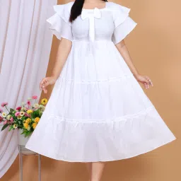 Women Fit and Flare White Midi/Calf Length Dress-image-83