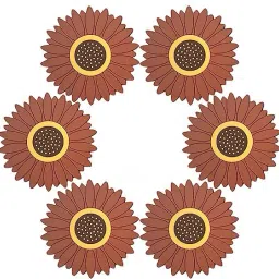 Silicone Sunflower Coasters - Anti-Hot & Foldable Trivet Mat Coaster for Table Protection & Home Decor - Washable & Reusable, Brown Trivet-16
