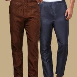 white heart Pack of 2 Mens Cotton Blend Ethnic Wear Ethnic Motifs & Solid Pyjama Men Pyjama-picture-34