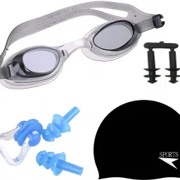 Unisex Swimming Set Cap, Goggle, Ear Plug & Nose Clip Swimming Kit (Combo-3) Swimming Kit-image-52
