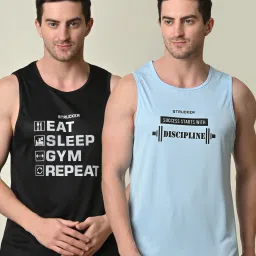 Pack of 2 latest design Printed Round Neck Cotton Blend Men Vest-image-15