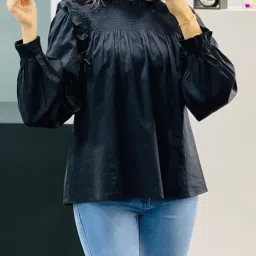 Casual Regular Sleeves Solid Women Black Top-image-37